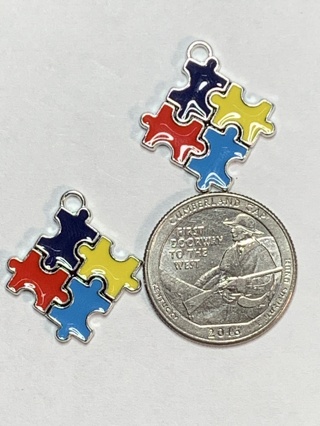 AUTISM CHARMS~#1~PUZZLE PIECES~SMALL~SET OF 2 CHARMS~FREE SHIPPING!