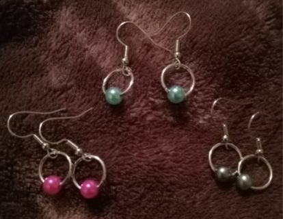 You pick a color pair pearl hoop earrings