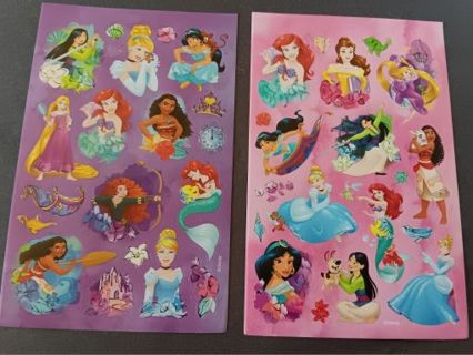 2 Sheets Disney Princess Stickers