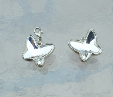 2 Crystal Butterfly Charms