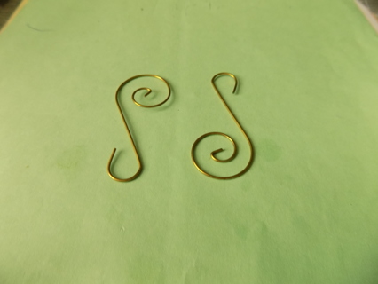 Pair of goldtone spiral wire ornament hangers # 6