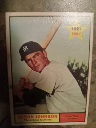 1961 TOPPS ROOKIE DERON JOHNSON NEW YORK YANKEES BASEBALL CARD# 68