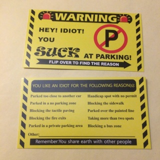 2-U Suck Parking Card-Pass it On-See photos Read description before bidding 