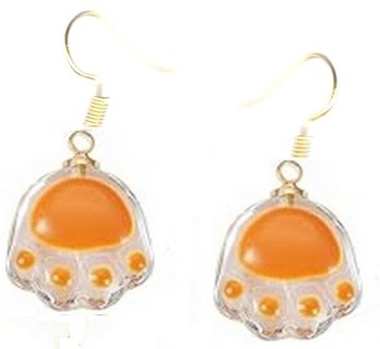 GP ENAMEL ORANGE KITTY PAW EARRINGS LOT 4 (PLEASE READ DESCRIPTION