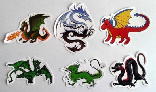 Six Cool Dragon Vinyl Stickers #2