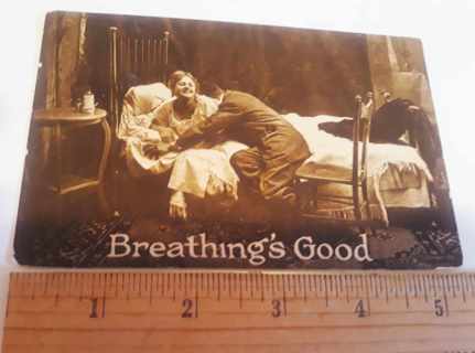 Funny vintage Postcard "Breathing's Good" (new, unused)