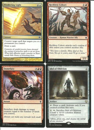 4 MTG Cards: Idol of Oblivion (134)  Phyrexia AWBO  Rare, Hindering Light 173/249  & More