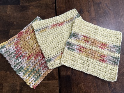 Handmade Washcloths Dishcloths Yellow and Mixed