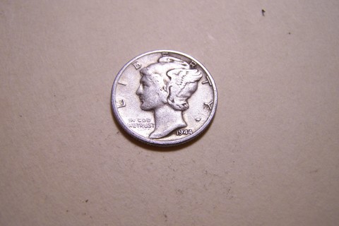 Silver 1944 Winged Liberty Head Mercury Dime