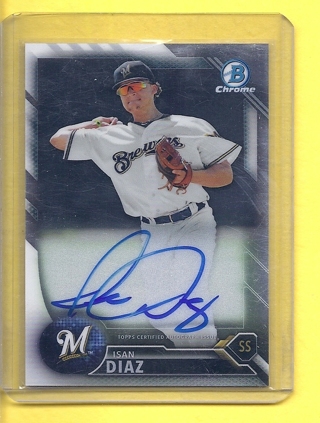 2016 Bowman Chrome Isan Diaz Autograph Auto Rookie Baseball Card