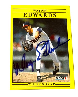 Autogarphed 1991 Fleer Baseball Card Wayne Edwards Chicago White Sox #116