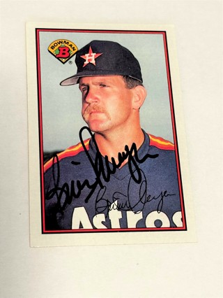 Autographed 1989 Bowman #319 Brian Meyer Pitcher Houston Astros 