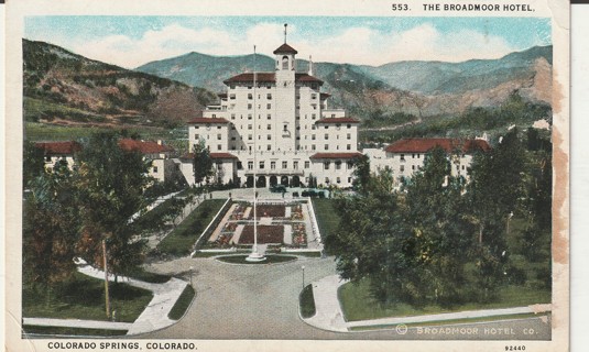 Vintage Used Postcard: Pre Linen: Broadmoor Hotel, Colorado Spring, CO