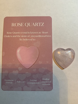 ♥♥HEALING STONE~ROSE QUARTZ~COMES WITH INFO CARD~HEART-SHAPED~FREE SHIPPING♥♥