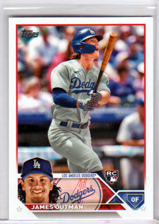 James Outman, 2023 Topps ROOKIE Card #395, Los Angeles Dodgers, (L6)