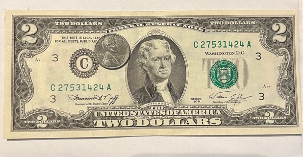 Nice AU condition Old 1976 2 dollar 