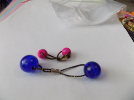 Pair of acrylic ball ponytail holders 2 set blue 1 set pink