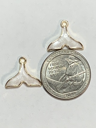 WHALE TAIL CHARMS~#14~WHITE~SET OF 2 CHARMS~FREE SHIPPING!