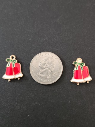 (2) Pretty Red Bell Charms