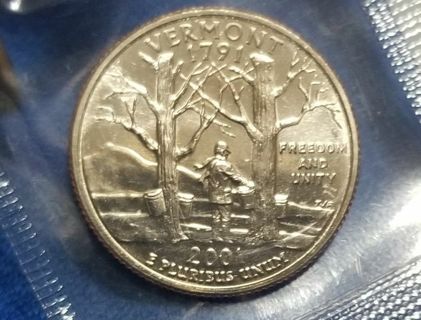 ☆Uncirculated☆ 2001 ☆Vermont☆ State Quarter. In original gov mint cello!