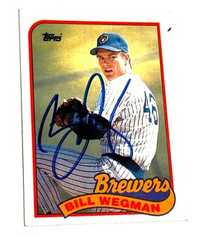 Autograph Topps 1989 Bill Wegman #768 Milwaukee Brewers Baseball Card