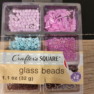 NEW - Crafter's Square - Pink, Blue & Brown Glass Beads