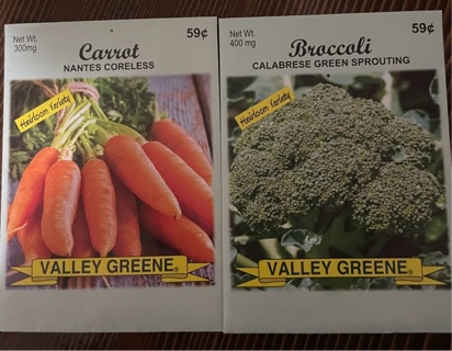 Carrot and broccoli seeds