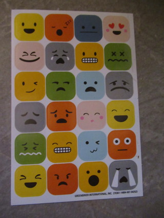 Darling sheet of variety SMILEY FACED stickers--NEW