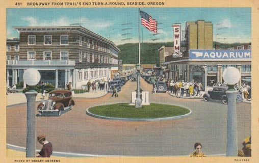 Vintage Used Postcard: 1947 Trail's End Turn-a-Round, Seaside, OR