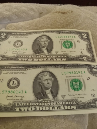 Two 2017 two dollar bill 