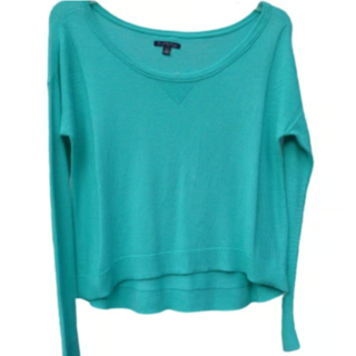 AEO American Eagle Outfitters Teal Green Pullover HiLow Crop Sweater XL Pullover
