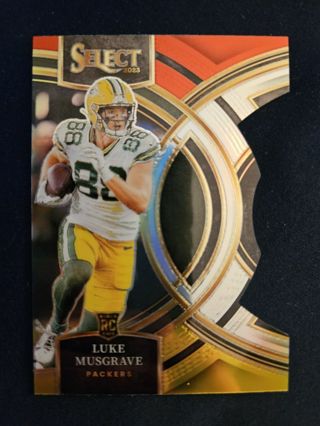 2023 Panini Prizm Premier Red & Yellow Die-Cut Rookie Luke Musgrave