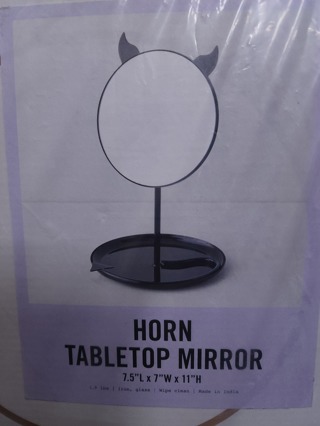 Makeup Mirror 7-Inch Black Single Sided Vanity Tabletop Mirror with Devil Horns