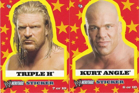 WWE 2005 HERITAGE STICKER LOT - TRIPLE H AND KURT ANGLE