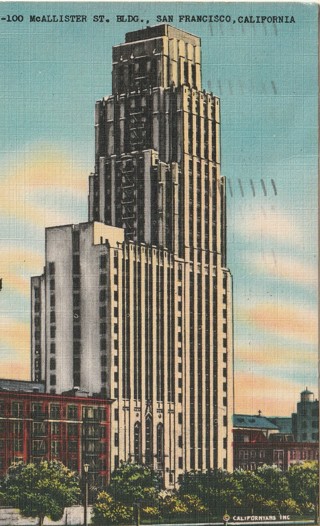 Vintage Used Postcard: 1945 McAllister St Building, San Francisco, CA