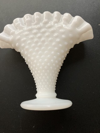 Milk Glass Fan Style Vase 