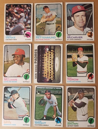 1973 Topps 9 different Cards - All Listed 