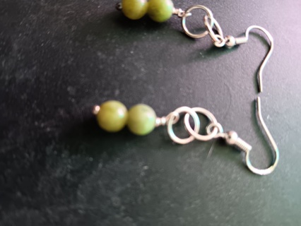 Earrings metal findings jade beads