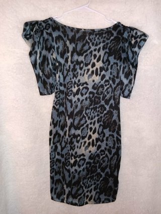 SNAP Gray Leopard Print Bodycon Dress / Ladies Size Small