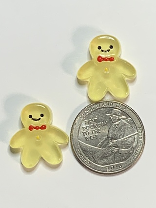 GINGERBREAD MEN~#5~YELLOW~SET OF 2 GINGERBREAD MEN~GLOW IN THE DARK~FREE SHIPPING!