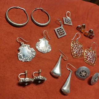 8 pairs sterling silver earrings, 52.5 grams