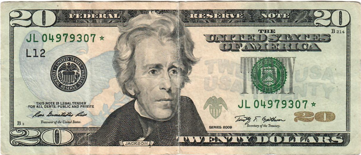 $20 Dollar Bill Star Note Series 2009 NICE! P8