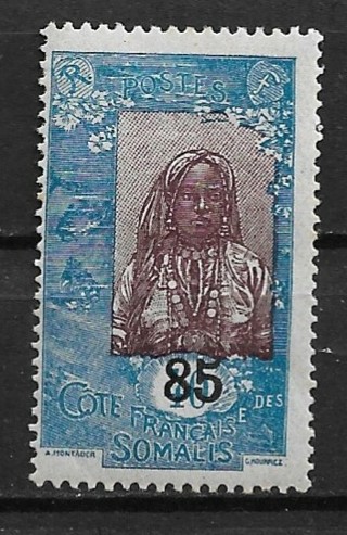 1925 Somali coast Sc127 40c Somali Girl surcharged 85c MHR