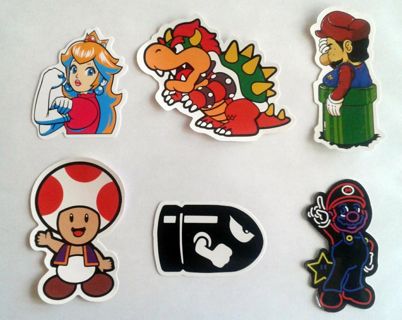 Six Super Mario Bros. Vinyl Stickers