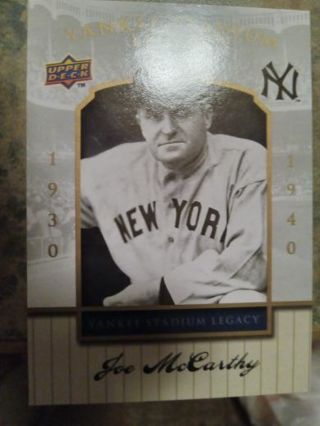 2008 UPPER DECK YANKEES STADIUM LEGACY JOE McCARTHY NEW YORK YANKEES BASEBALL CARD# 13