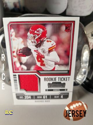 2023 Rashee Rice Game Used Jersey Rookie Ticket CHIEFS