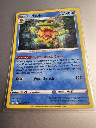 Pokemon Ludicolo holo rare card 034/203