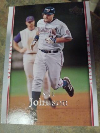 2007 UPPER DECK NICK JOHNSON WASHINGTON NATIONALS CHECKLIST BASEBALL CARD# 1020