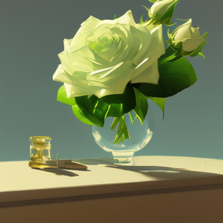 Listia Digital Collectible: Green Roses In Glass Vase