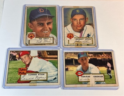 1952 Topps Baseball card lot of 4 low grade